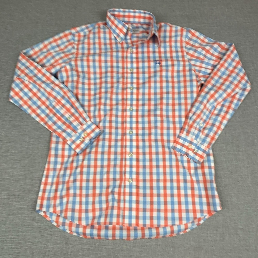 Bald Head Blues Shirt Mens Small Check Long Sleeve Button Up Stretch Golf